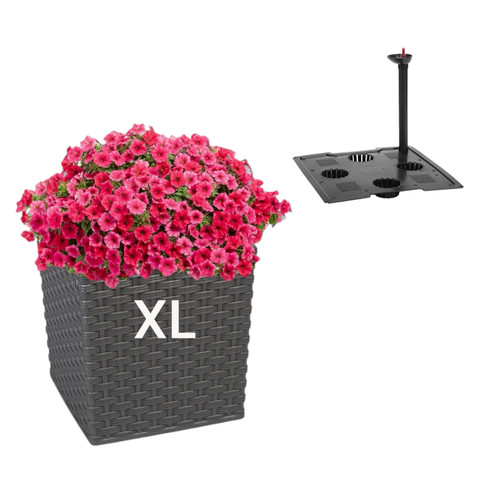 Blumentopf groß eckig - , rattan